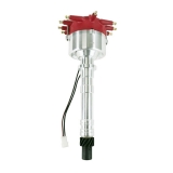 1964-1987 El Camino V8 Low-Profile Pro Billet Distributor with Crab Cap, Red Cap Image