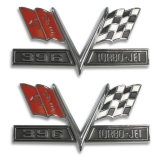 1965-1967 Chevelle 396 Turbo Jet Flags Fender Emblems Image