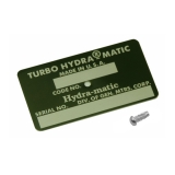 1968 Camaro Turbo HydraMatic Transmission ID Tag, Dark Olive Green