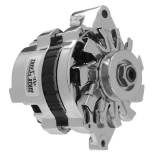 El Camino CS121 Mini 1-Wire 80 Amp Alternator, 1G Pulley, Side Terminal, Chrome Plated Image
