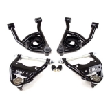1964-1972 Chevelle UMI Front Control Arm Kit, 0.5 Inch Taller Upper Ball Joints, Delrin/Poly, Black Image