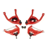 1970-1972 GM A-Body UMI Tubular Upper & Lower Front A-Arm Kit, All Delrin, Red Image