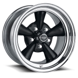US Wheel Series 483 14x6 Black&Chrome Supreme, 5x4.5&4.75&5 Bolt Pattern, 2.625 BS, -22 Offset Image