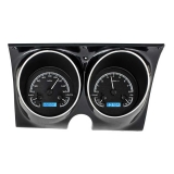 1967-1968 Camaro Dakota Digital VHX Instrument System, Black Alloy Faces, Blue Numbers Image