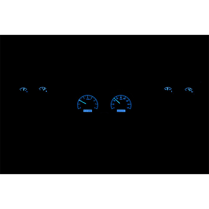1973-1977 El Camino Dakota Digital VHX Gauges Black Alloy Face, Blue Lighting With Round OE Gauges
