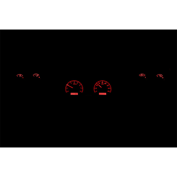 1973-1977 El Camino Dakota Digital VHX Gauges Black Alloy Face, Red Lighting With Round OE Gauges