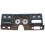 1973-1977 Chevelle Dakota Digital VHX Gauges Silver Alloy Face, Blue Lighting With Round OE Gauges Image