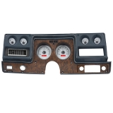 1973-1977 Chevelle Dakota Digital VHX Gauges Silver Alloy Face, Red Lighting With Round OE Gauges Image