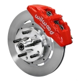 1964-1974 Chevelle Wilwood Forged Dynapro 6 Big Front Brake Kit, Red Calipers, Plain Rotors Image