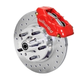 1964-1974 El Camino Wilwood Forged Dynalite Pro Front Brake Kit, Red Calipers, D&S Rotors Image
